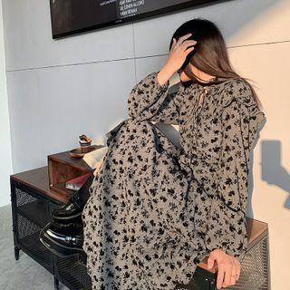 Floral Print Irregular Long-sleeve Dress