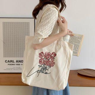 Rose Flower Print Shopper Bag Rose - One Size