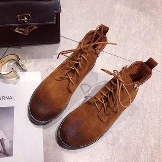 Faux-suede Studded Lace-up Ankle Boots