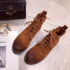 Faux-suede Studded Lace-up Ankle Boots