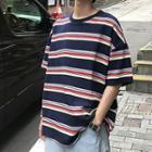 Strip Elbow-sleeve T-shirt