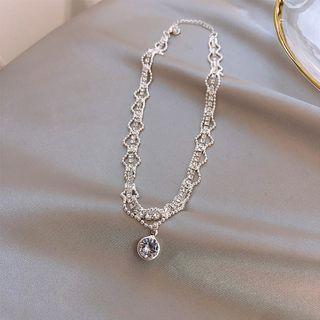 Rhinestone Pendant Alloy Choker