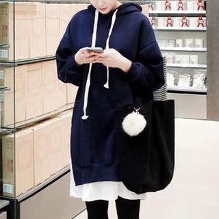 Mock Two-piece Long Hoodie