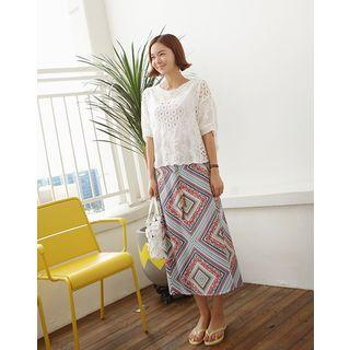Short-sleeve Crochet-lace Top