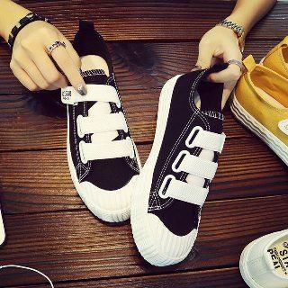 Canvas Adhesive Strap Sneakers