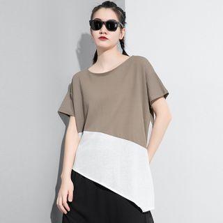 Asymmetric Short-sleeve Panel T-shirt