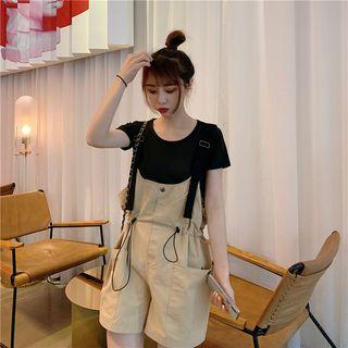 Set Of 2: Plain Short-sleeve T-shirt + Jumper Shorts