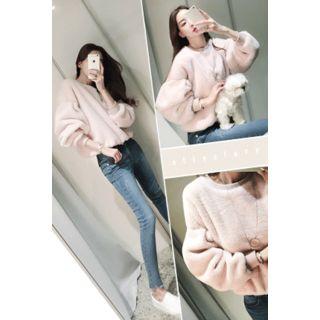 Drop-shoulder Faux-fur Sweatshirt