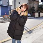 Fuax-fur Hooded Puffer Coat