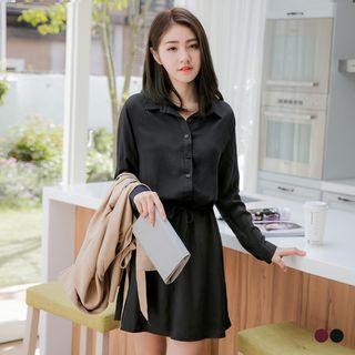 Solid Belted Shirt Dress