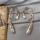 Faux Pearl Irregular Alloy Dangle Earring 1 Pair - White Faux Pearl - Gold - One Size