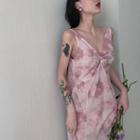 Sleeveless Tie Dye Maxi Dress Pink - One Size