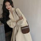 Plain Trench Coat With Sash Almond - One Size
