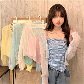 Patterned Camisole Top / Light Cardigan