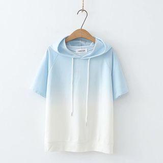 Short-sleeve Ombre Hoodie