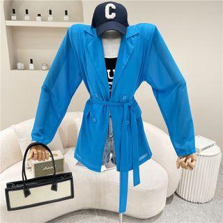 Long-sleeve Belted Blazer