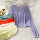 Button-down Sheer Light Knit Top In 8 Colors