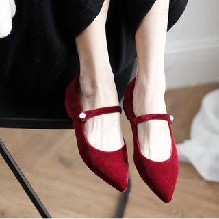 Plain Pointy-toe Mary Jane Flats