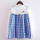 Long-sleeve Frilled Trim Check Blouse