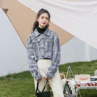 Floral Long-sleeve Denim Jacket