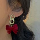 Velvet Bow Earring Red - 1442a#