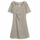 Plaid Ruched Short-sleeve Mini A-line Dress