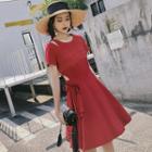 Short-sleeve Cut-out A-line Dress