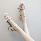 Ankle-strap Low-heel Ruffle Sandals