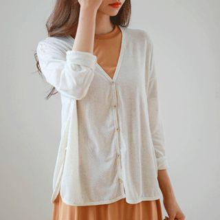 Linen Blend Loose-fit Cardigan