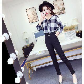Set: Plaid Shirt + Skinny Pants