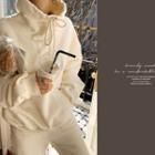 Funnel-neck Kangaroo-pocket Pullover