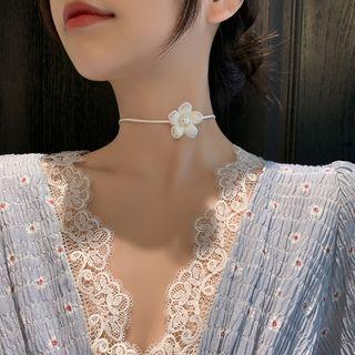 Flower Choker White & Gold - One Size