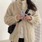 Zip-up Furry Jacket Almond - One Size