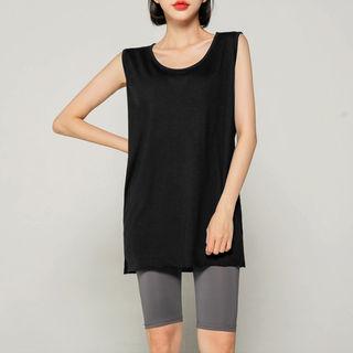 U-neck Slit-side Tank Top