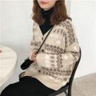 Patterned Cardigan Almond - One Size