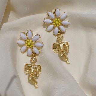 Resin Alloy Flower & Angel Dangle Earring