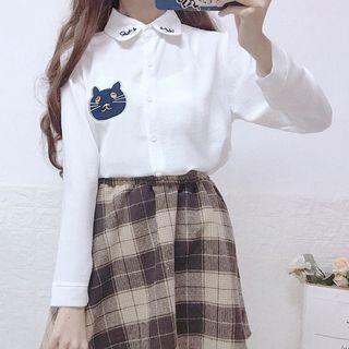Animal Embroidered Shirt White - One Size