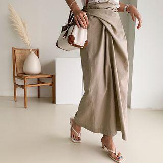 Self-waist Maxi Wrap Skirt