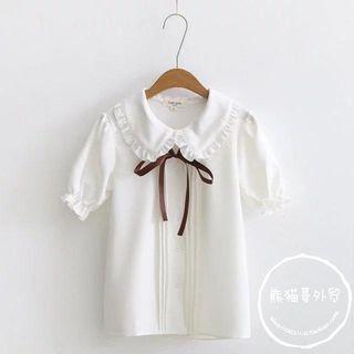 Peter Pan Collar Short-sleeve Blouse