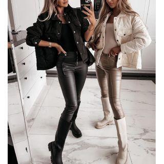 Plain Long Sleeve Button Jacket