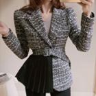 Asymmetrical Pleated Tweed Blazer
