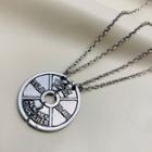 Couple Matching Embossed Disc Necklace