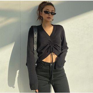 Drawstring Crop Knit Top In 7 Colors