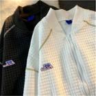 Long-sleeve Waffle Pattern Baseball Jacket