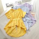 Short-sleeve High-low Blouse