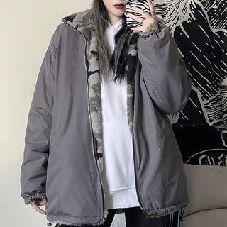 Reversible Camo Print Fleece Jacket