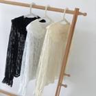 Single-breasted Peter-pan Collar Lace Long-sleeve Top