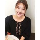 Embroidered-trim Puff-sleeve Blouse