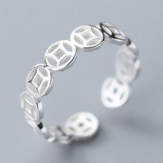 925 Sterling Silver Retro Coin Open Ring S925 Silver - As Shown In Figure - One Size