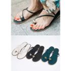 Toe-loop Rhinestone-detail Sandals